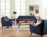 Coaster Gano Sloped Arm Upholstered Sofa Navy Blue Model 509514